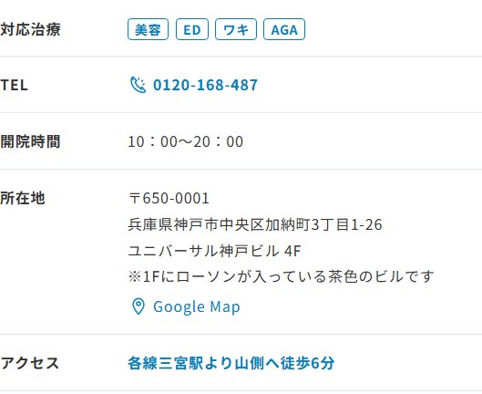ABCクリニック神戸院の所在地・開院時間・アクセス（公式サイト）