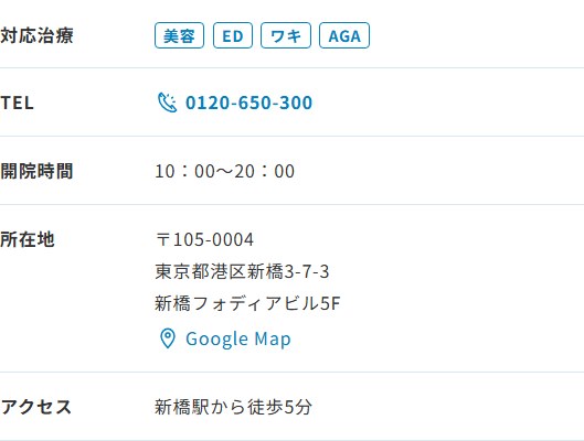 ABCクリニック新橋院の所在地・開院時間・アクセス（公式サイト）